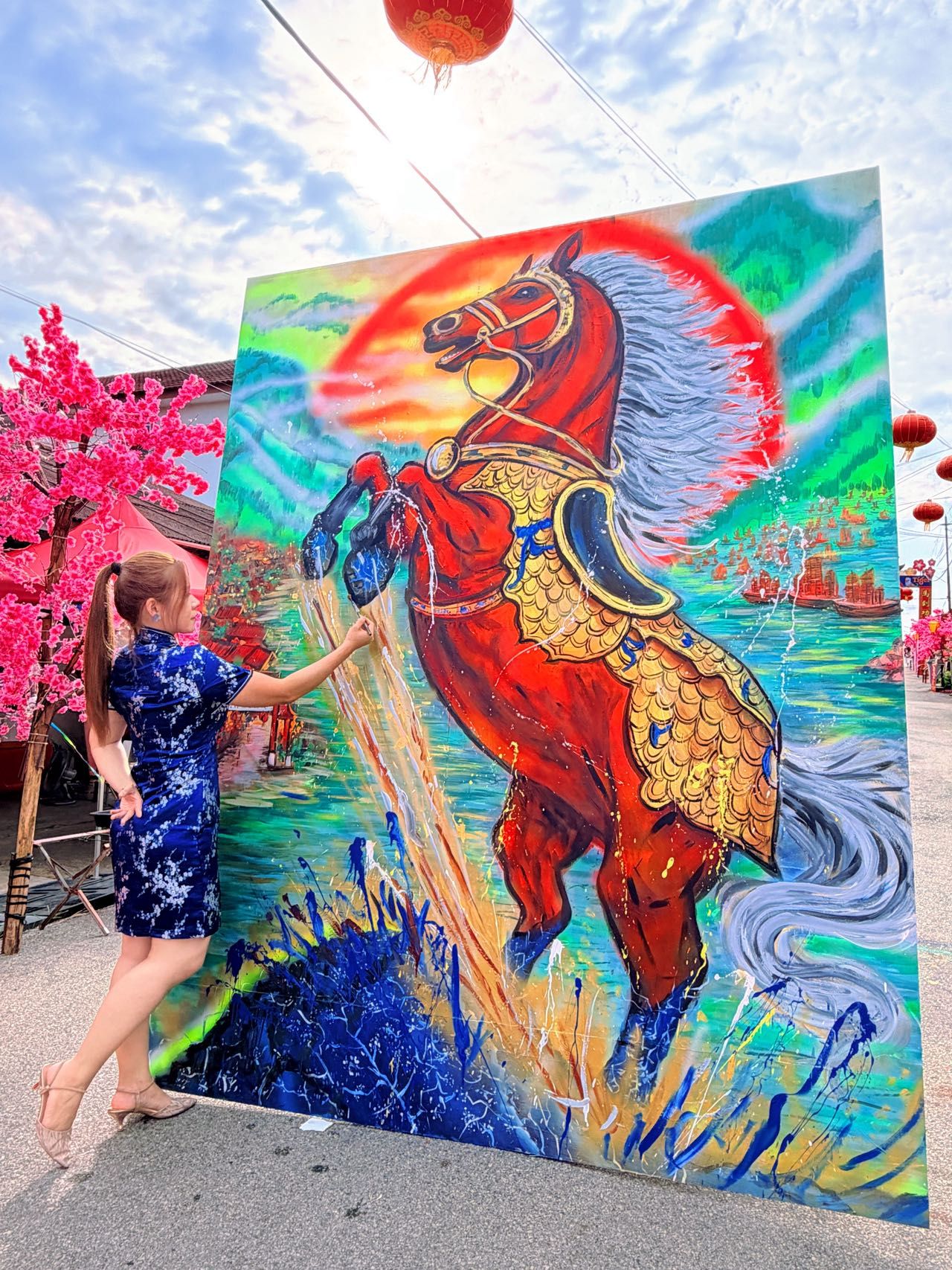 马年巨幅战马画作